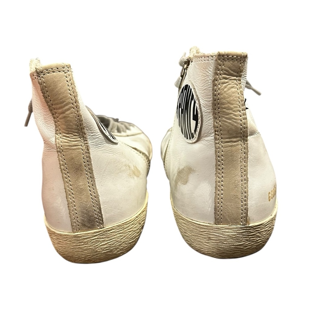 Golden Goose Francy White Leather Gray Suede Star Lace-Up Hi-Top Sneakers w/Box - Picture 6 of 7